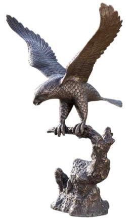 Bronze-Skulptur Adler | offene Flügel | auf einem AST | 56x37x76cm | Tierfigur aus Bronze | handgefertigt
