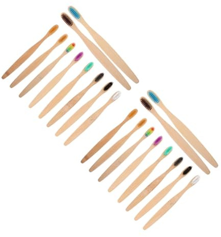 PACKOVE 20pezzi Spazzolini Da Denti Bamboo Naturale Setole Morbide Per Adulti Design Ergonomico Per Pulizia e Salute Orale Ottimale