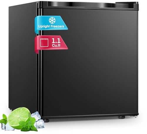 32L Mini Congélateur, Porte Réversible, 4 Étoiles, Silencieux, pratique dans le Bureau, l'Hôtel et la Maison, Noir
