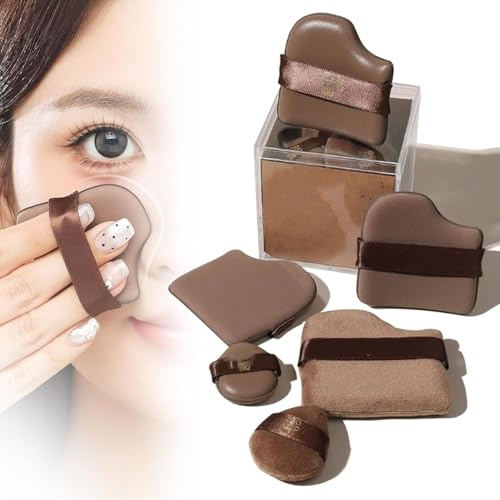 Guoxiaoniu - Esponja de maquillaje de chocolate, color chocolate, juego de maquillaje rápido de color chocolate, esponja de base, mini soplo de polvo para base líquida y en polvo (1 caja)