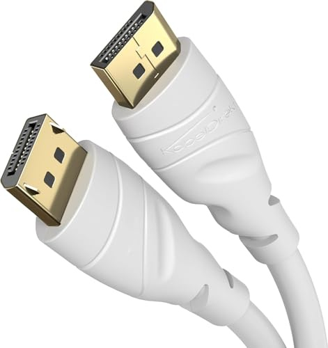 KabelDirekt – Câble DisplayPort 4K & 8K, 240Hz – 5m – DP pour tous les ports DisplayPort (DisplayPort 1.4, atteint 8K@60Hz, pour PC, ordinateur portable, moniteur de jeu – Blanc)
