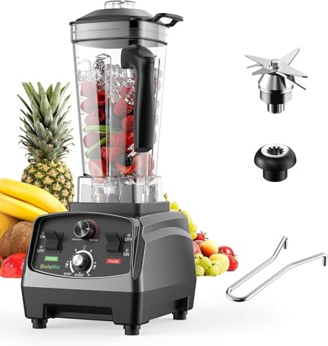 Biolomix 2200W Commercial Heavy-Duty Professional Blender 2L Large | Capacity Blending Cup with Stainless Steel Blade &600ml Grinding Cup BPA-Free Suitable for Milkshakes,Fruits,Baby Food(T5200)