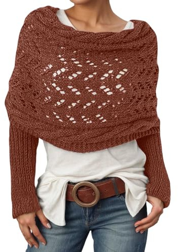 Générique Cheche Femme, Écharpe Avec Manches Femme Tricot Grosse Echarpe Echarpes Et Foulards À Manches Marron, Pull Crochet Manche Longue Chale Hiver Chaud Etole Chic Et Elegant Mariage