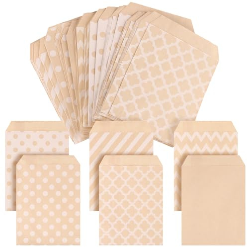 NAMYEUT 300 Stück Braun Papiertüten 13x18cm, Kleine Süßigkeiten Papiertüten, Candybar Tüten, Papier Geschenktüten Kraftpapier Tüten Klein für Hochzeit, Geburtstag, Party