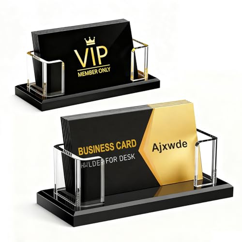 Ajxwde 2 Pezzi Porta Biglietti da Scrivania, Acrylic Biglietti da Visita in Acrilico, Plastic Desk Card Holde, Per Offices, Exhibitions, Houses