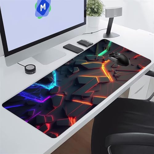 Grand Tapis de Souris Gamer 1000x500x2 mm Bleu Jaune Vert Tapis de Souris Gaming Protecteur de Bureau XXL Lavable Améliore la précision et la Vitesse pour PC Laptop