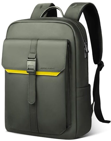 hk Business Rucksack Herren Damen Slim Laptop Rucksack 15,6 Zoll | Wasserabweisender mit Magnetverschluss, Tagesrucksack für Arbeit, Uni, Alltag und Reise – Grün