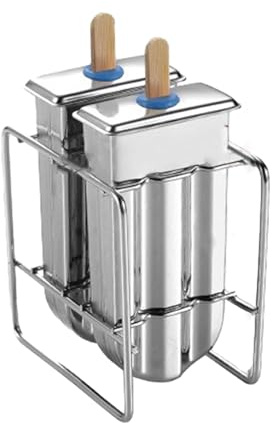 NiuLumea Moule à sucettes glacées en acier inoxydable avec support pour sicles, moule réutilisable pour sucettes glacées faites maison, pour jus, yaourt, crème glacée, argent, 88 x 9 x 63 cm