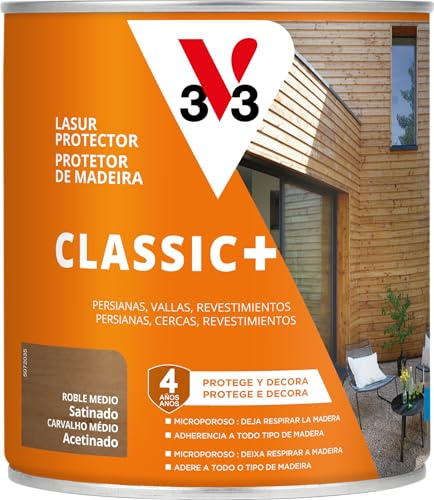 V33 Protector Decorativo de la Madera Classic+ Satinado Roble Medio 750ML
