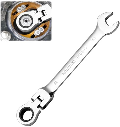 Nretluo 13mm Ratchet Spanner, Flex-Head 13mm Spanner，Heavy-Duty Adjustable Socket Head Ratcheting Wrench Ratchet Spanners Suitable for DIY, Plumbing, Automotive, Bicycle Repairs