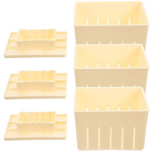 BESPORTBLE Prensa para Tofu Firme y Molde para Hacer Queso o Paneer Casero, Escurridor Manual de 3 Piezas para Cocina Vegana y Saludable, 140x105x95 mm, Blanco