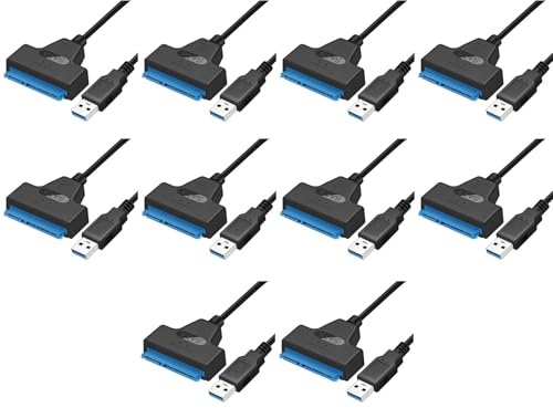 Ynusgeyx 10X USB Sata Cable Sata 3 to USB 3.0 Adapter USB Sata Adapter Cable Support 2.5 Inches Ssd Hdd Hard Drive