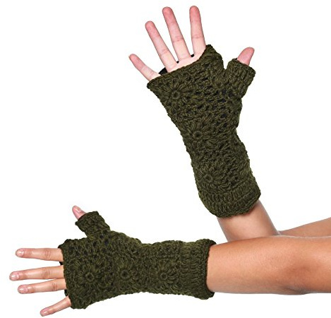 Kunst und Magie Armstulpen Stulpen Handwärmer aus Wolle mit Fleecefutter