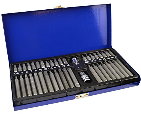 3/8 and 1/2 Drive Hex Allen Torx Star Spline Bit Sockets Shallow Deep 42pc