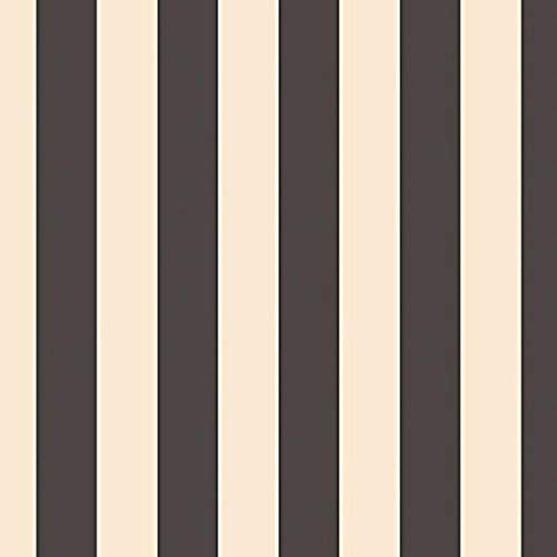 Manhattan comfort NWSH34554 Birmingham Series Vinyl Medium Stripe Design Large Wallpaper Roll, 20.5 W x 32.7' L, Brown/Cream, Black/Cream