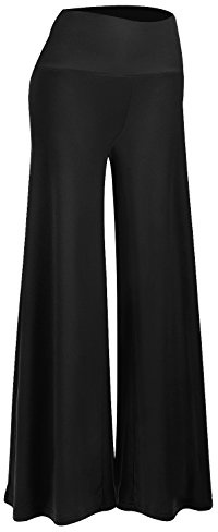 Arolina Women's Stretchy Wide Leg Palazzo Lounge Pants Casual Comfy High Waist Palazzo Pants Black