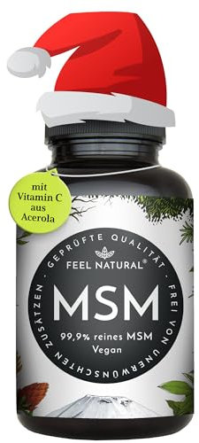 MSM Tabletten - 2000mg MSM (Methylsulfonylmethan) je Tagesdosis - 365 Tabletten (6 Monate) - Mit natürlichem Vitamin C aus Acerola - Hochdosiert, vegan, laborgeprüft, ohne unerwünschte Zusätze