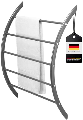 bremermann Handtuchhalter zur Wandmontage mit 5 Stangen aus Metall (grau)