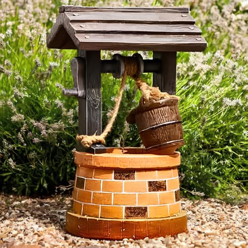 Large Solar Water Fountain - 51cm Durable Resin- Wishing Well Water Feature | Weatherproof Garden Ornament, Wishing Well Water Fountain & Bird Bath For Garden Centrepiece, Waterfalls & Patio Decoration