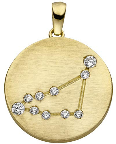 Jobo Sternzeichen-Anhänger aus 8 Karat 333 Gold matt mit Zirkonia