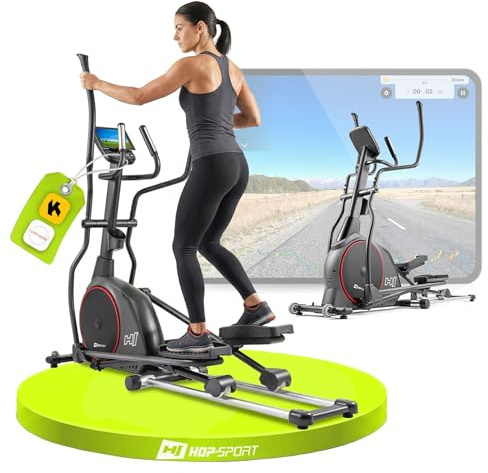 Hop-Sport Crosstrainer HS-095CF mit Unterlegmatte - Ellipsentrainer 30kg Schwungmasse - Ellipsen Crosstrainer max. Benutzergewicht 135kg - Crosswalker