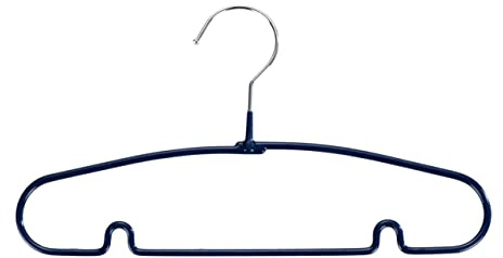 WENKO Kleiderbügel für Kinder Tiny, 3er Set Kinderkleiderbügel rutschhemmend beschichtet, mit Steg für Hosen und Röcke, mit 30 x 16,5 x 0,5 cm aus Eisen verchromt/Kunststoff in Blau