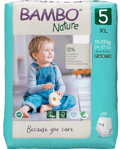 Bambo Nature Pantalones de entrenamiento de alta calidad, dominadas, pantalones de entrenamiento para ir al baño con etiqueta ecológica, pantalones de pañales de entrenamiento, seguros y cómodos,