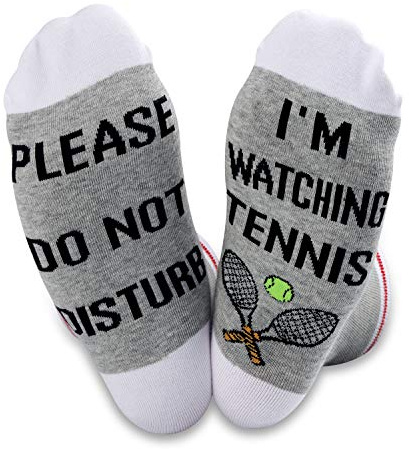 TSOTMO 2 Pairs Please Do Not Disture I'M Watchng Tennis Novelty Socks Gift For Tennis Lover Sports Sock (Watching Tennis)
