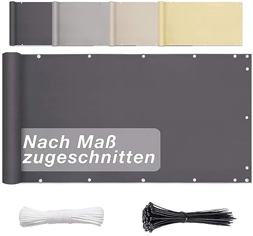 Balkon Blickdicht Sichtschutz 75cm x 700cm- Balkonbespannung Sichtschutz Sichtschutz Und Windschutz, Terrasse Aus Polyester, Deko für Balkongeländer, Terrasse & Garten - Anthrazit…