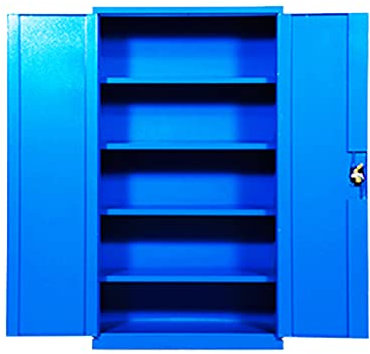 Bderkz Stahl Stehend Werkzeugschrank mit 4 Verstellbaren Einlegeböden, Verschlusssystem Perfekter Organizer für Kfz-Werkzeuge für Mechanik und Hausgarage, Blau (Color : Blue)