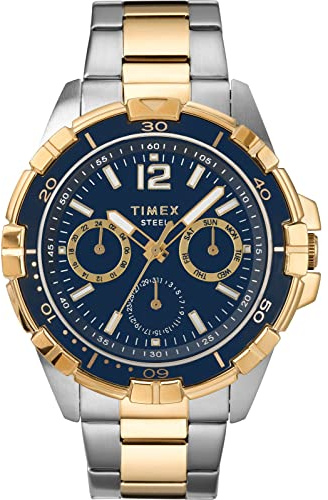 Timex Classics 44.5mm Multifunktionsuhr für Herren, Edelstahlarmband, Multifunktionsuhr