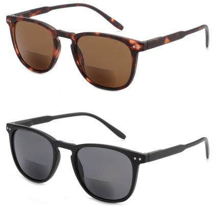 ZENOTTIC Gafas de sol de lectura bifocales con protección UV400 lectores de bisagras de resorte para mujeres y hombres, cómodas y elegantes gafas de lectura