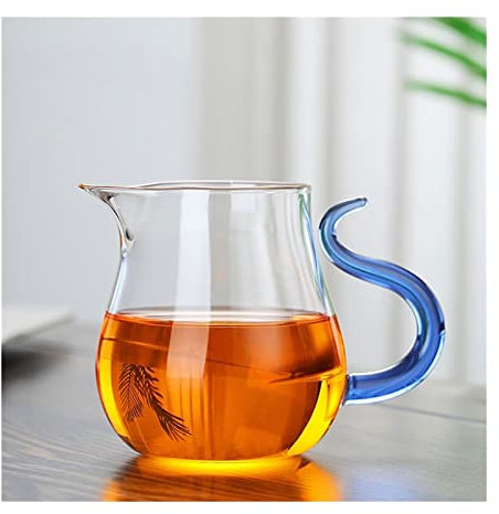 TOMYEUS Gravy boat Heat-resistant Glass Tea Pitcher Teaware Coffeeware Accessory Milk Cup 380ml Clear Small Water Jug Cofee Pot Heatable Kettle Salad dressing gravy boat (Color : Blue 380ml)