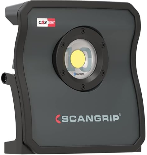 SCANGRIP NOVA 10 CAS Akku LED Strahler Baustrahler Arbeitsleuchte Baustellenlampe (Dimmfunktion, 10.000 Lumen, Abstrahlwinkel: 110°, 75 Watt, kompatibel Metabo CAS Akkus, BLUETOOTH, 304x292x131mm)