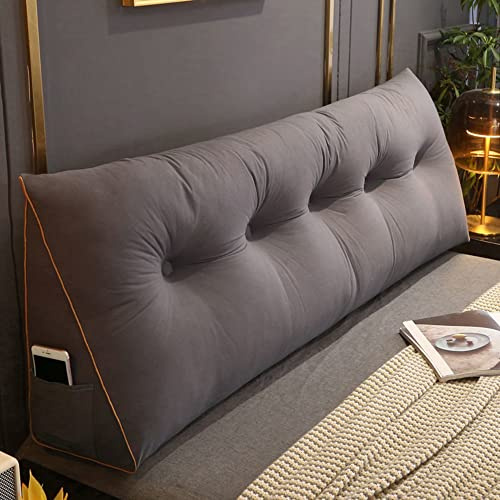 RAKTOV Bequemes Lendenkissen, Lesekissen, Rückenlehne, dreieckiges Kopfteil, Keilkissen, großes Kissen für Erkerfenster, Tatami, Sofa, Schlafzimmer, 150 x 50 x 20 cm, Dunkelgrau