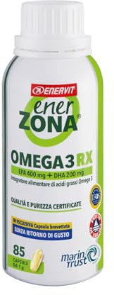 Enervit Enerzona Omega 3 RX 85 Capsule da 1g, Senza Ritorno di Gusto | Integratore Omega 3 IFOS, Olio di Pesce Puro, Acidi Grassi EPA DHA, Supporto Cuore Vista Cervello, Fish Oil Senza Glutine