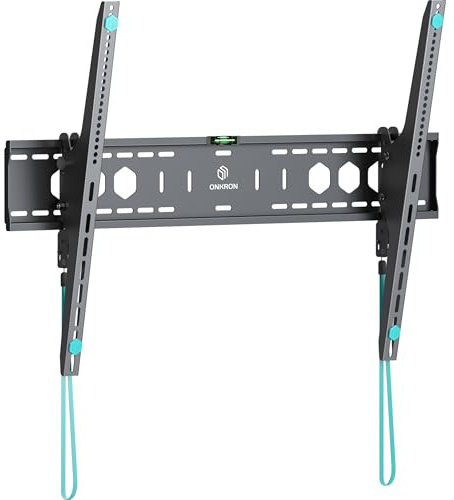 ONKRON Lutande TV-väggfäste för 60-110 Tums Skärm Upp Till 120 kg - Extra Stor, Kraftig Montering Med Lutningsfäste Max VESA 900 x 600 - Låg Profil, Ultratunt Väggfäste Svart