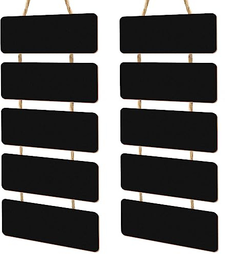 Double Sided Hanging Chalkboard Signs Wooden Erasable Message Board Rustic Chalkboard Hanging Signs Rectangle Message Memo Display with Rope for Wedding Bar Restaurant Kitchen Wall(2 Set)