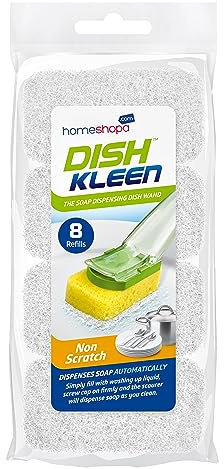 Homeshopa Dishwand Refills Sponge Heads, Pack of 8 Non Scratch Dishwand Replacement Refill, Soap Dispensing Washing-Up Brush Refill Heads, Dishwashing Cleaning Household Kitchen Sink Scrubber Pad (8)