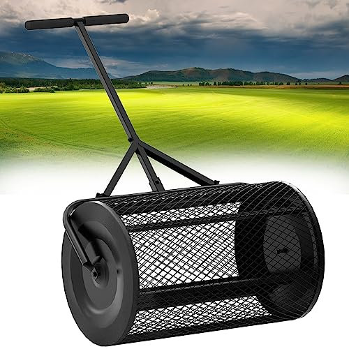 NYANS Épandeur de Compost D'engrais, pour Planter Un Rouleau en Treillis Métallique, pour L'entretien de la Pelouse et du Jardin, Épandeur de Mousse de Tourbe avec Poignée Réglable,Black-40 * 60cm