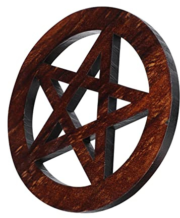 Yardwe Decorazione Legno Con Pentagramma Per Altarino Oggetto Spirituale Artigianale Legno Per Pratiche Wiccan e Yoga Design Retro e Stabile Colore Casual