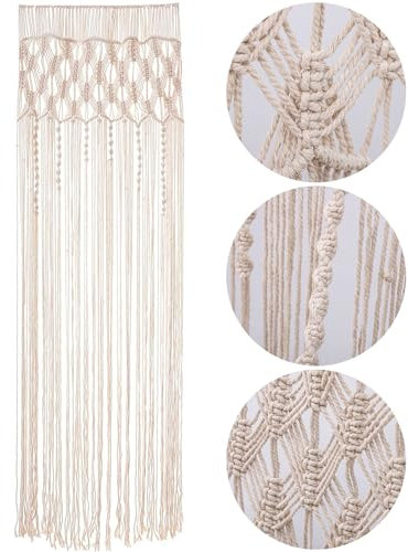 ANBOO Arazzo da parete in macramè, in tessuto bohémien, fatto a mano, per porta di matrimonio, sfondo per finestra, 203 cm (lunghezza) x 74 cm (larghezza)