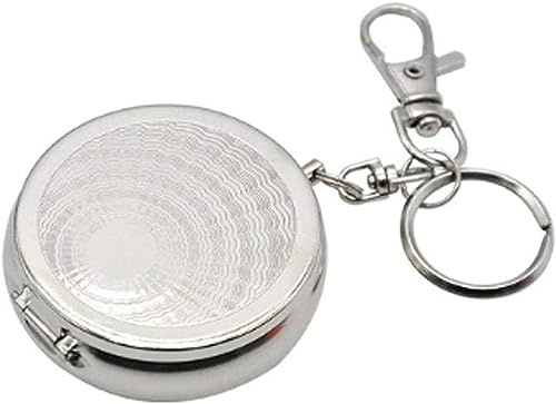Ashtray bin,Ash holder,Metal Cigarette box,Cigarette Holders Cigarette Butt Bucket Portable Pocket Ashtray Vehicle Cigarette Ashtray Mini Stainless Steel Ashtray with Key Chain,Sier,Size