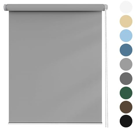 Aluminium-Jalousie 80 x 80 cm, Blickdicht Sichtschutz Sonnenschutz, Fensterrollo Rollo, ohne Bohren Einfache Installation, für Fenster und Tür, Hellgrau