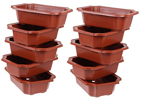 BESPORTBLE Vintage Stil Bonsai Blumentöpfe Aus Kunststoff Rechteckig Rot 10 Stück Bonsai Topf Für Kakteen Sukkulenten Und Kleine Pflanzen Im Innenbereich Leichter Pflanztopf Für Garten Und Büro