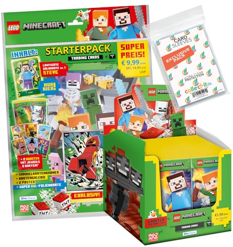 Bundle mit LEGO Minecraft Serie 1 Trading Cards - 1 Starter + 1 Display (50 Booster) + Exklusive Collect-it Hüllen