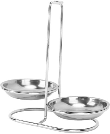 Supporto per Poggiamestolo, Supporto per Mestolo da Zuppa Verticale per Spezzatino in Acciaio Inossidabile, Supporto per Utensili da Cucina di Facile Accesso per La Cucina(2 Plate-Argento)