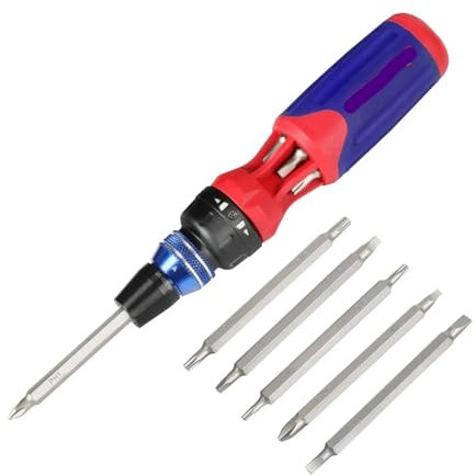 Aqxymju Destornillador de trinquete 12 en 1, Kit de Destornillador Torx Phillips ranurado con Mecanismo de Carga rápida, Puntas S2