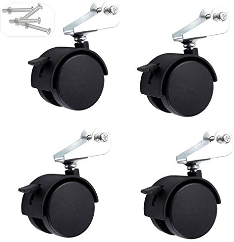 4er-Pack Nylon-Kinderbettrollen, Lenkrollen für Kinderbetten, 2 Zoll Möbelrad mit Bremse, Babybettrad-Zubehör, Tragkraft 150 kg, mit Schrauben, Schwarz (Kolben) Kolben (Farbe: Kolben) (L-Klammer 22 mm