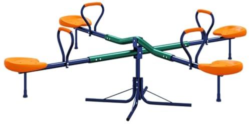 vidaXL Wippe 4-Sitzer, Gartenwippe mit 360°-Drehfunktion Griffe Stoppern, Kinderwippe für Garten, Karussellwippe Schaukelwippe, Stahl